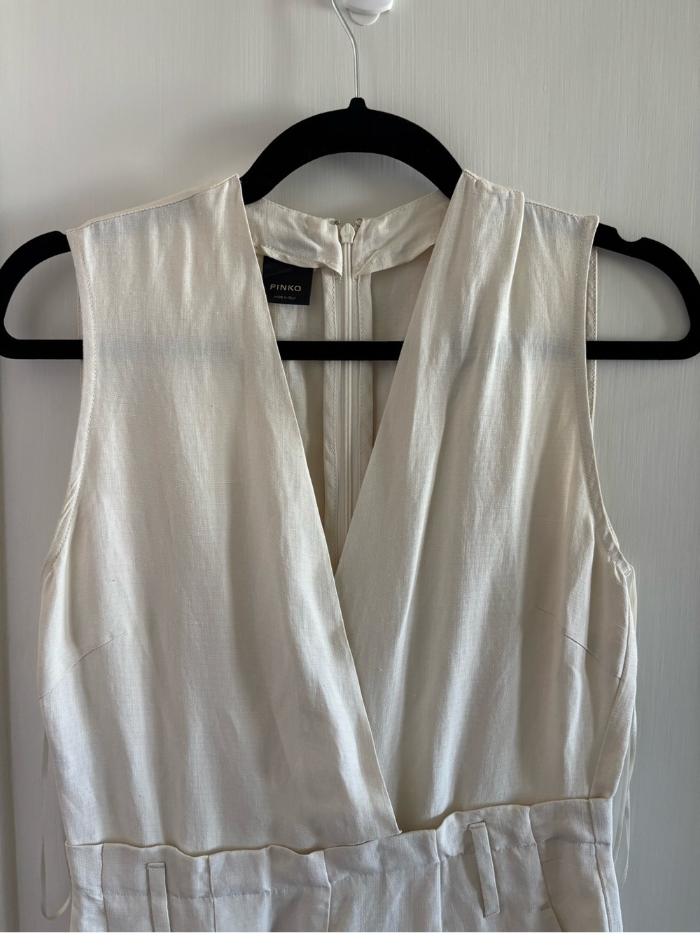 Pinko Cream Tailored Linen-Blend Jumpsuit